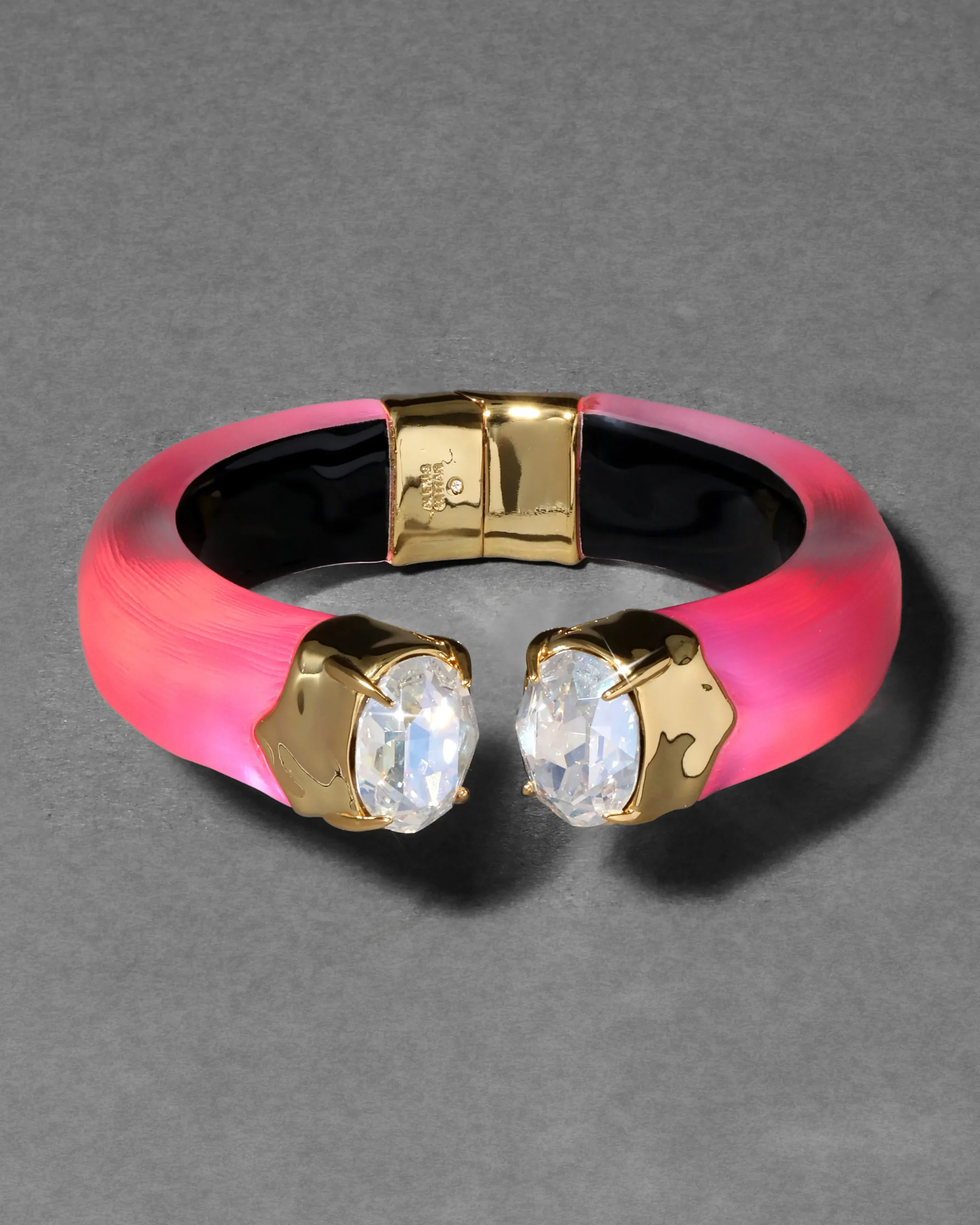 Bonbon Crystal Lucite Hinge Bracelet- Neon Pink