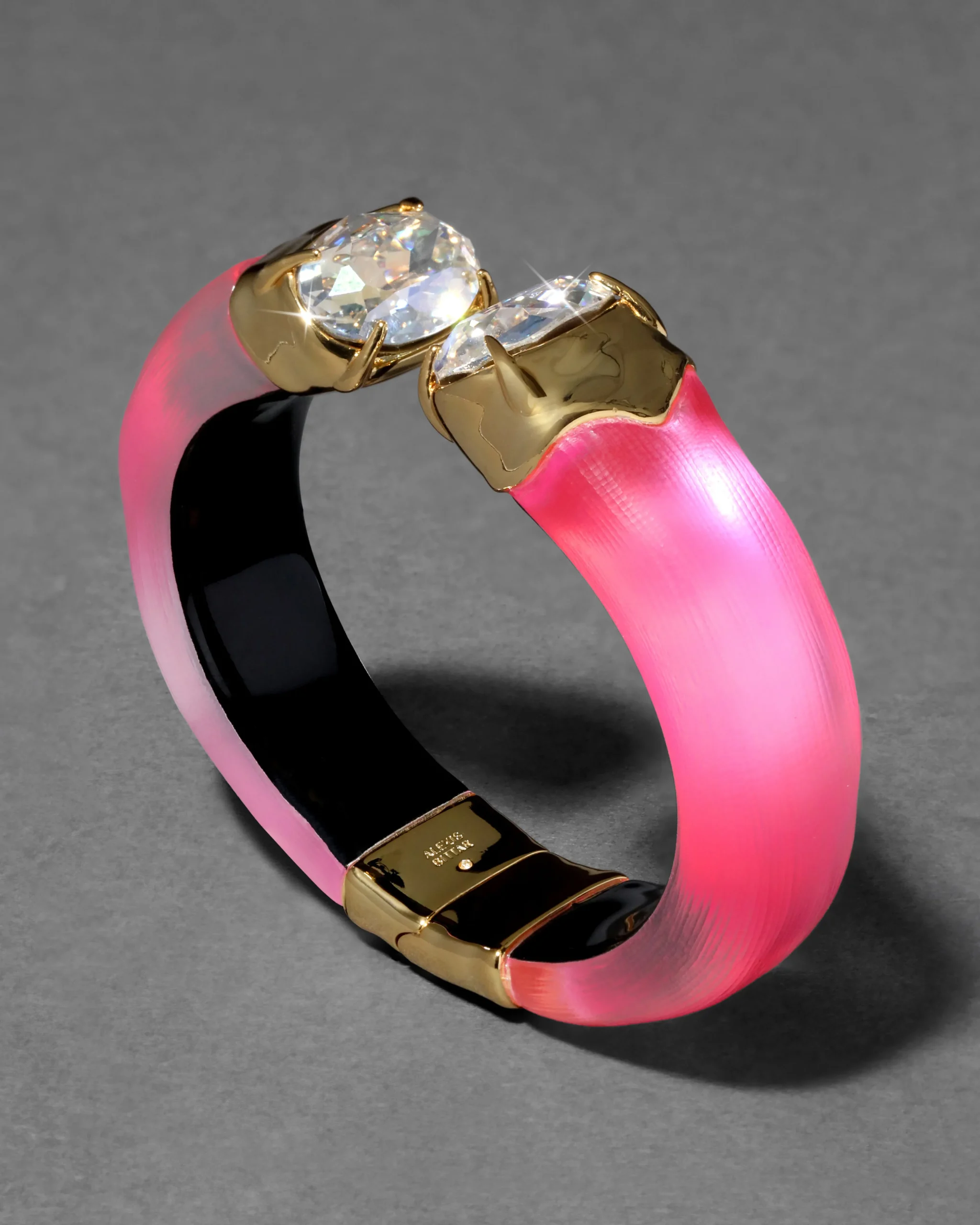 Bonbon Crystal Lucite Hinge Bracelet- Neon Pink