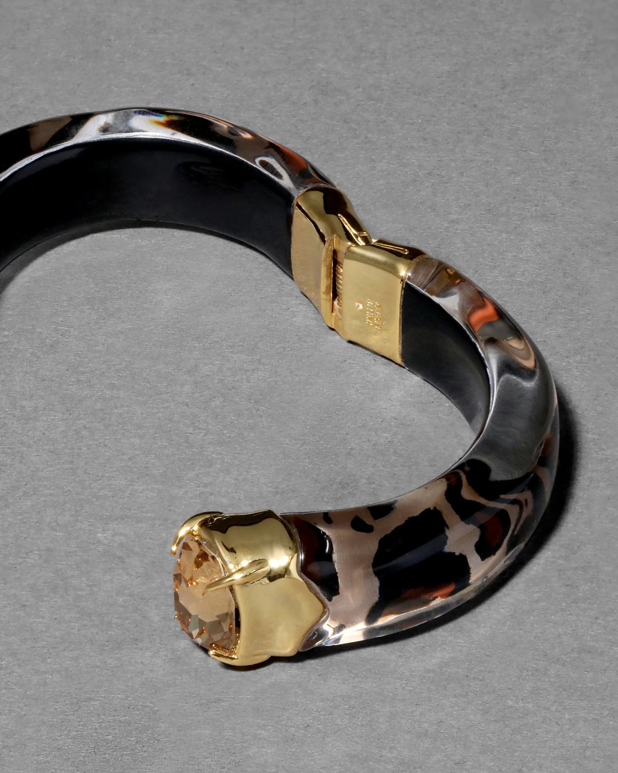 Bonbon Crystal Lucite Hinge Bracelet- Leopard