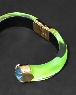 Bonbon Crystal Lucite Hinge Bracelet- Fluorescent Yellow