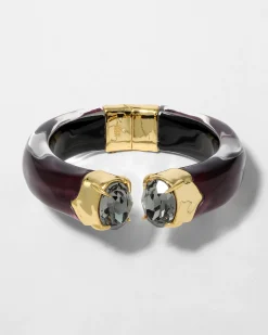 Bonbon Crystal Lucite Hinge Bracelet- Black Cherry