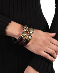 Bonbon Crystal Lucite Hinge Bracelet- Black Cherry