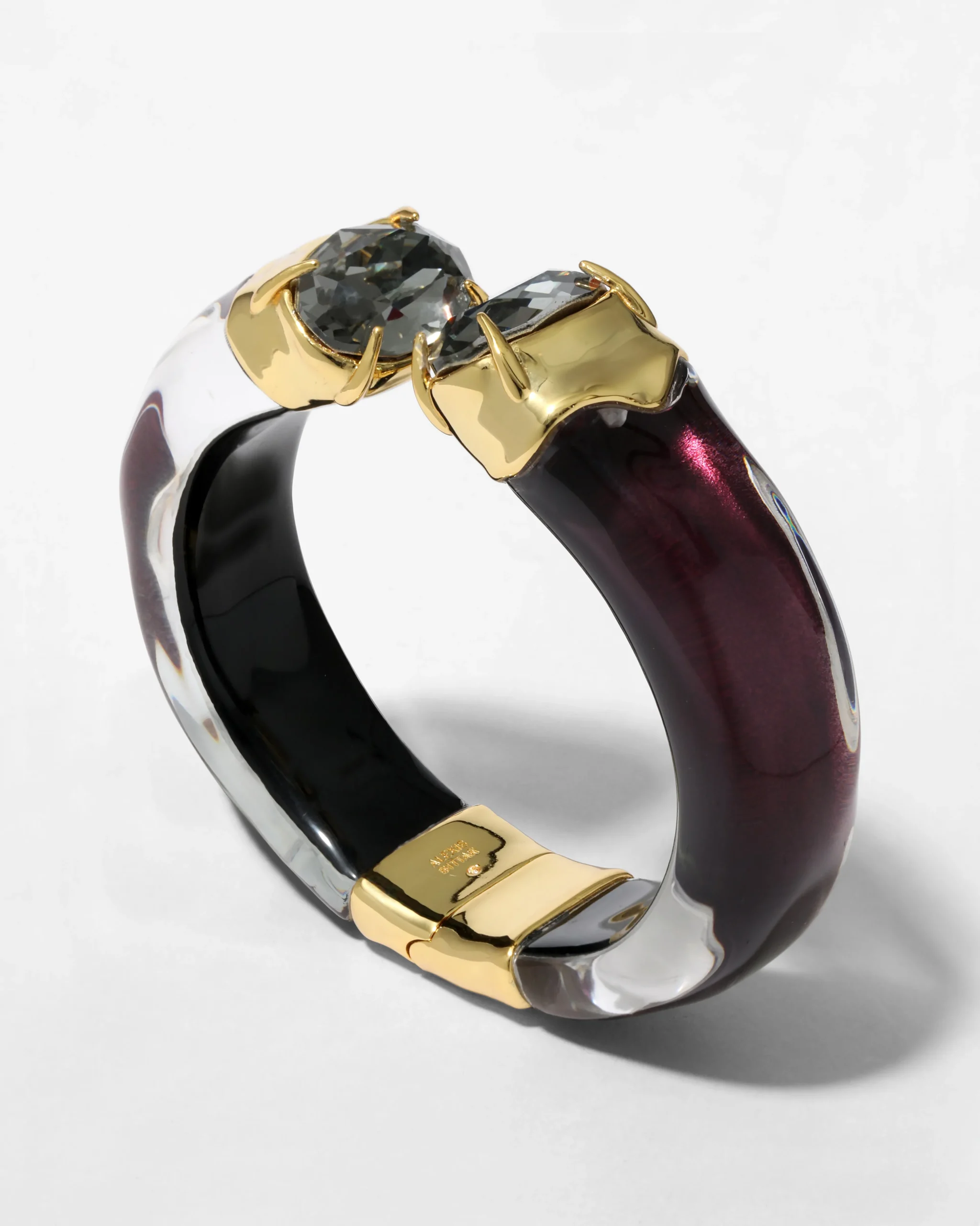 Bonbon Crystal Lucite Hinge Bracelet- Black Cherry