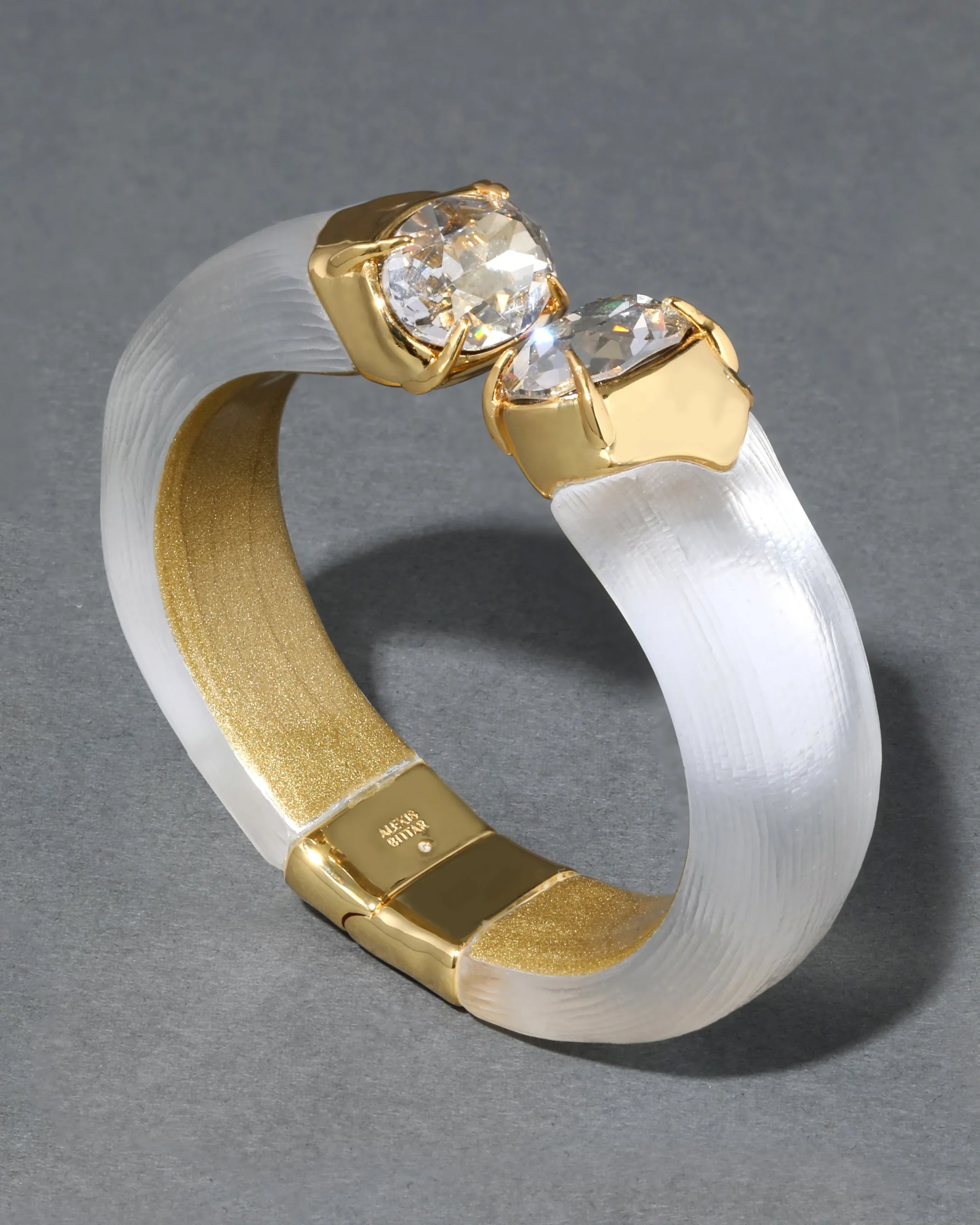 Bonbon Crystal Lucite Hinge Bracelet- Silver