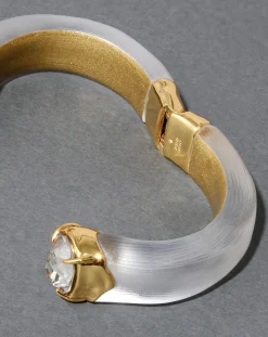 Bonbon Crystal Lucite Hinge Bracelet- Silver