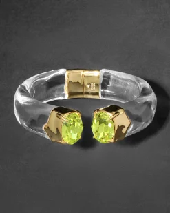 Bonbon Crystal Lucite Hinge Bracelet- Clear and Citrus