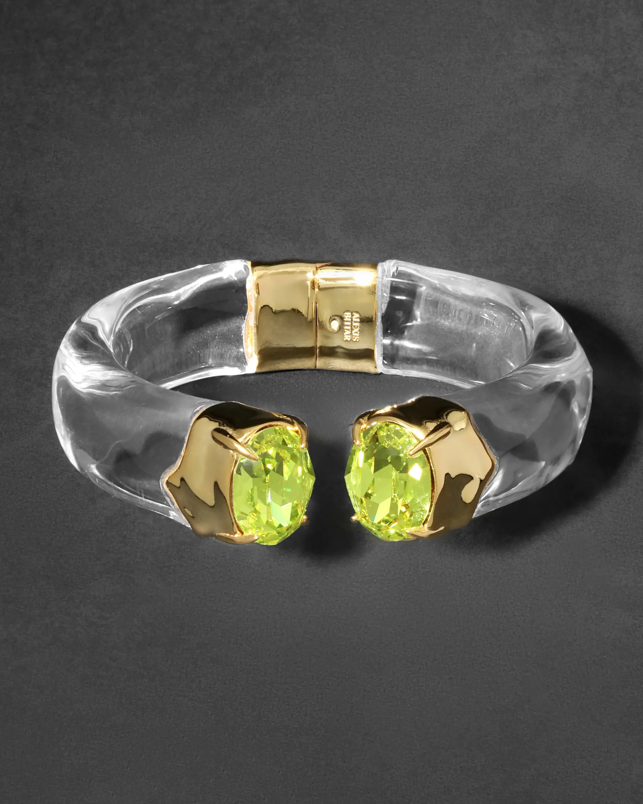 Bonbon Crystal Lucite Hinge Bracelet- Clear and Citrus