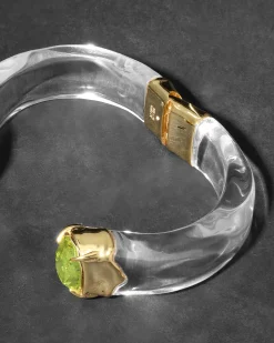 Bonbon Crystal Lucite Hinge Bracelet- Clear and Citrus
