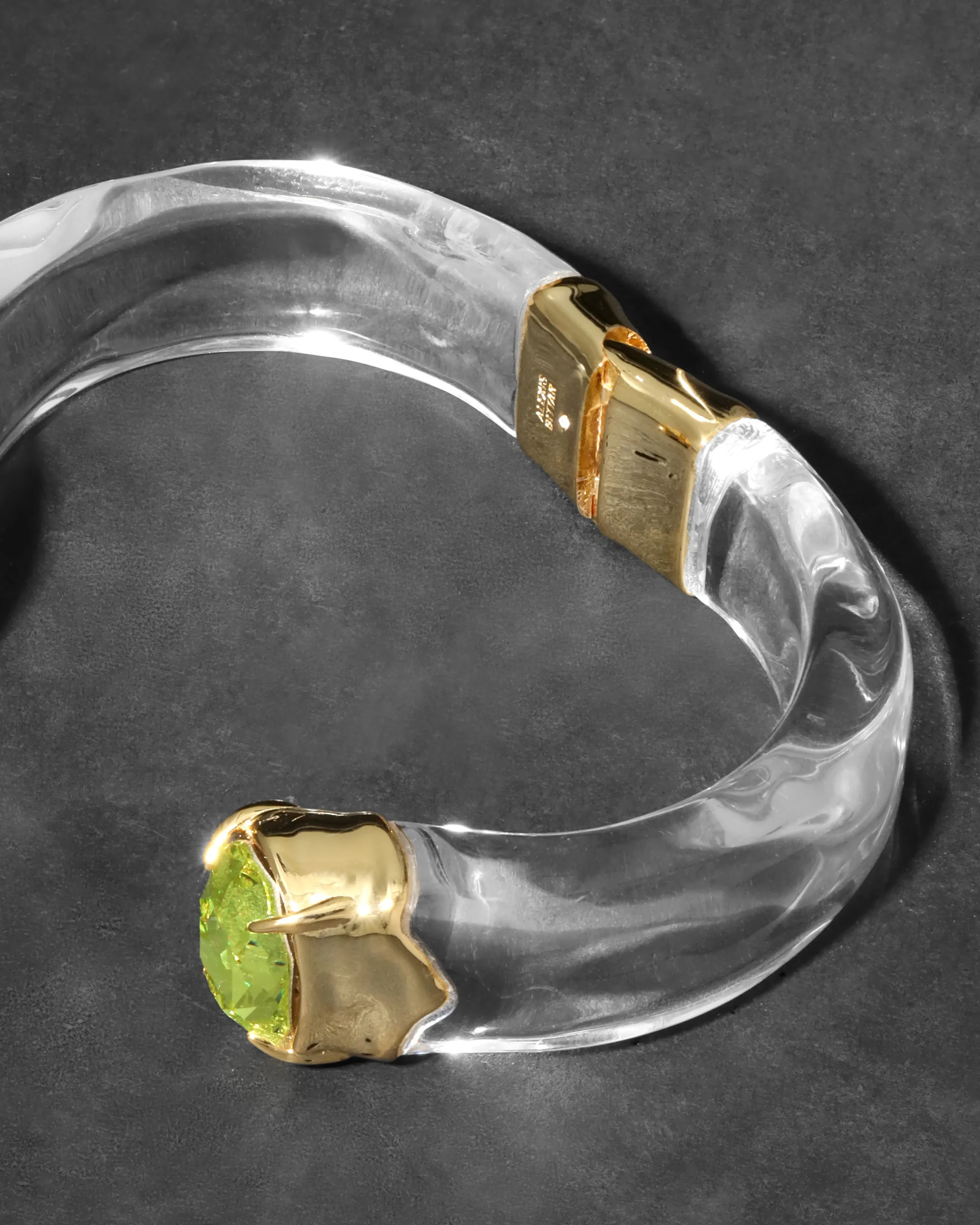 Bonbon Crystal Lucite Hinge Bracelet- Clear and Citrus