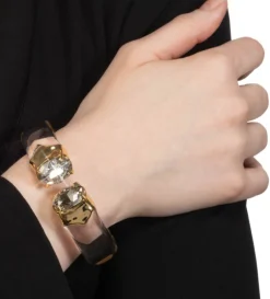Bonbon Crystal Lucite Hinge Bracelet- Clear