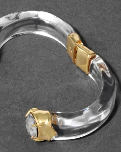 Bonbon Crystal Lucite Hinge Bracelet- Clear
