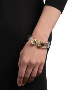 Bonbon Crystal Lucite Hinge Bracelet- Clear