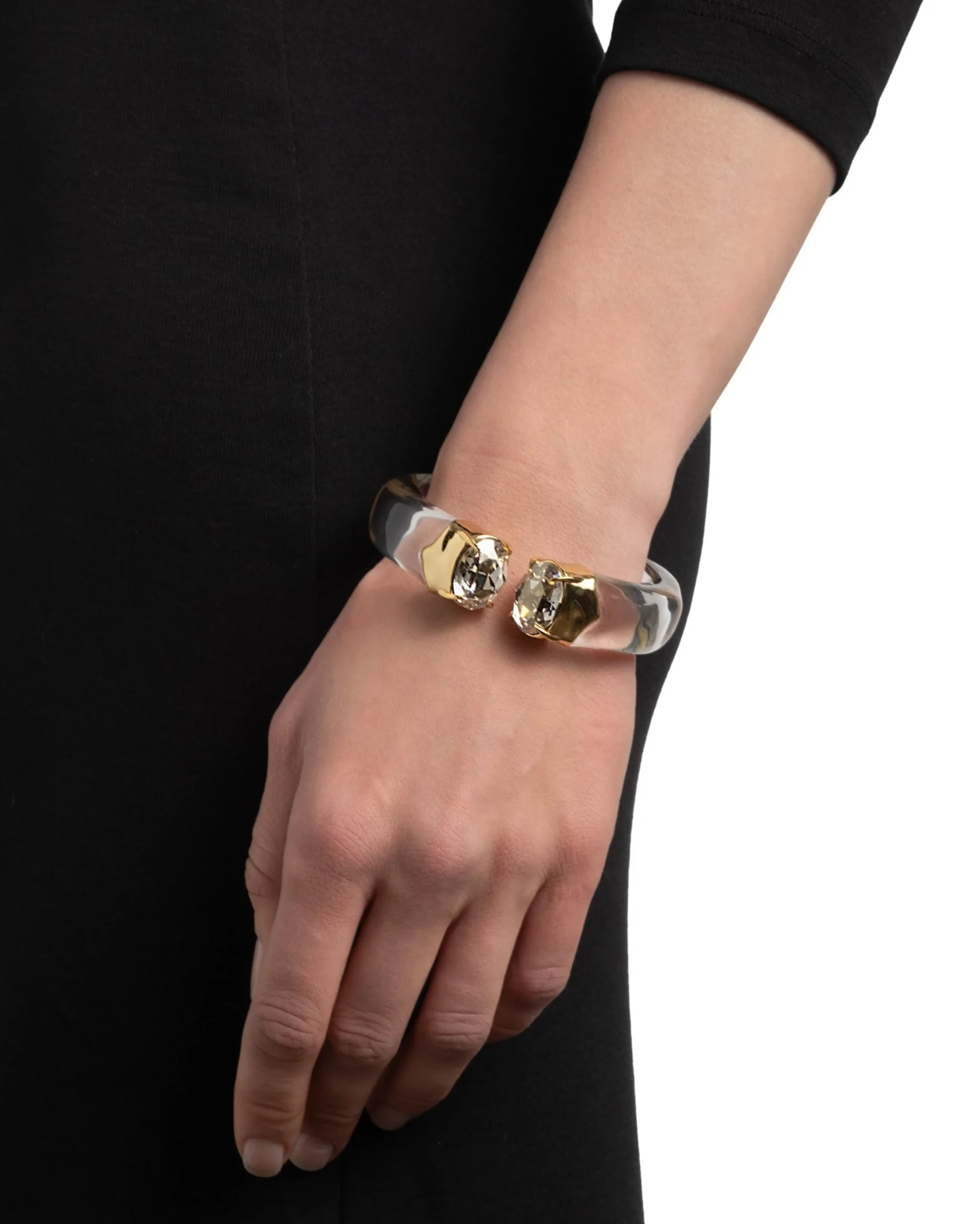 Bonbon Crystal Lucite Hinge Bracelet- Clear