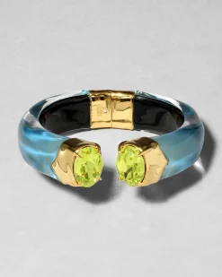 Bonbon Crystal Lucite Hinge Bracelet- Metallic Sky
