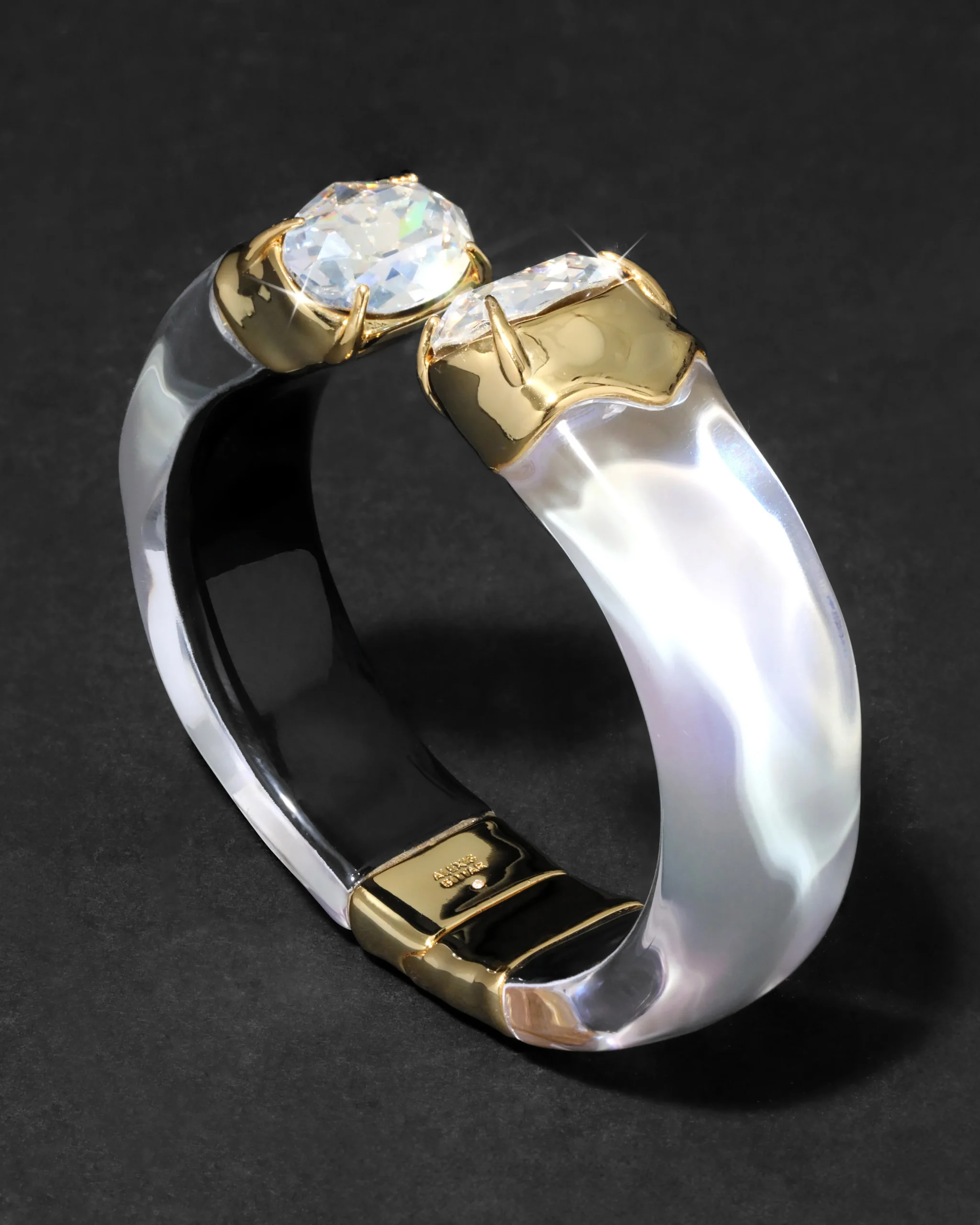 Bonbon Crystal Lucite Hinge Bracelet- White Opal