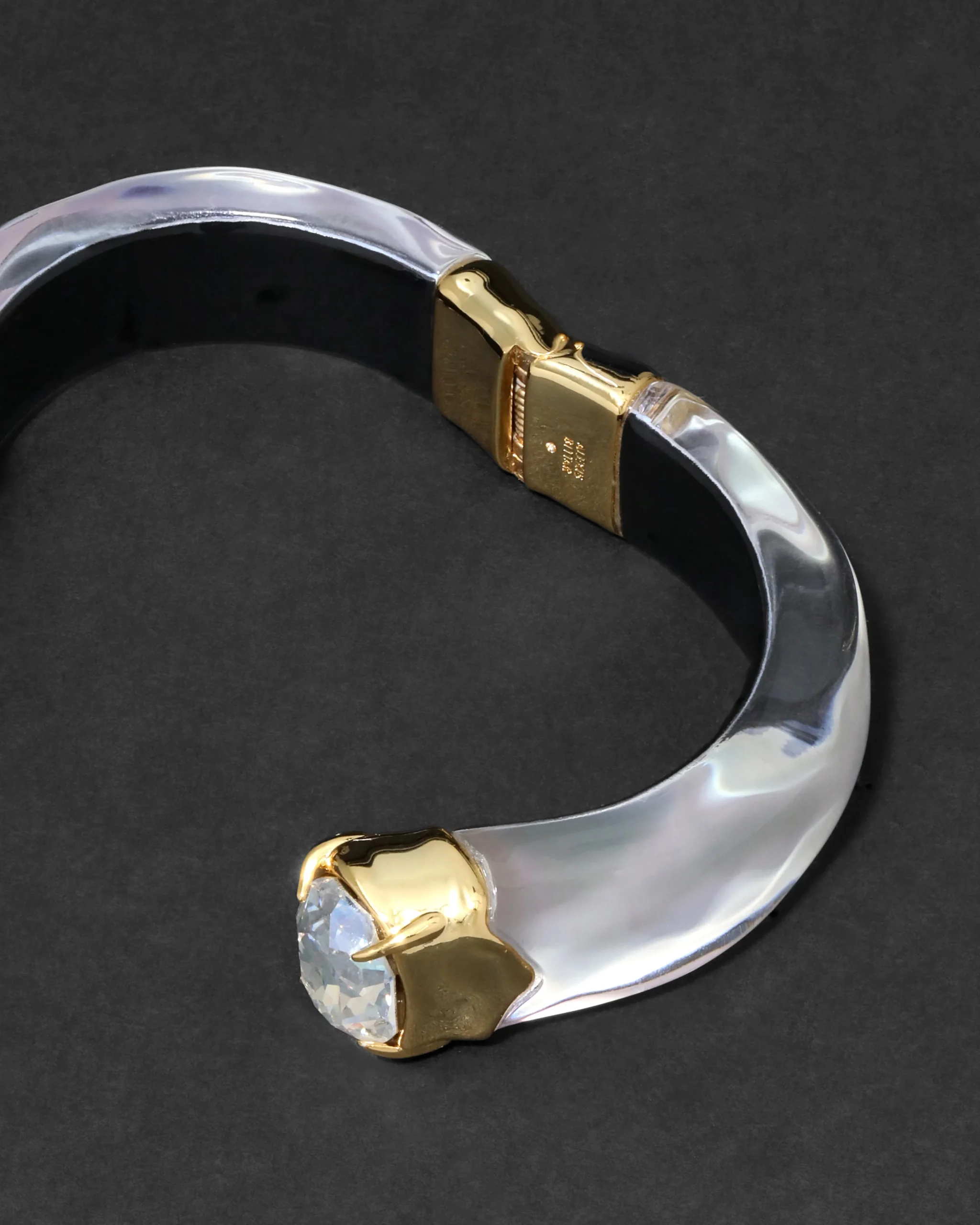 Bonbon Crystal Lucite Hinge Bracelet- White Opal