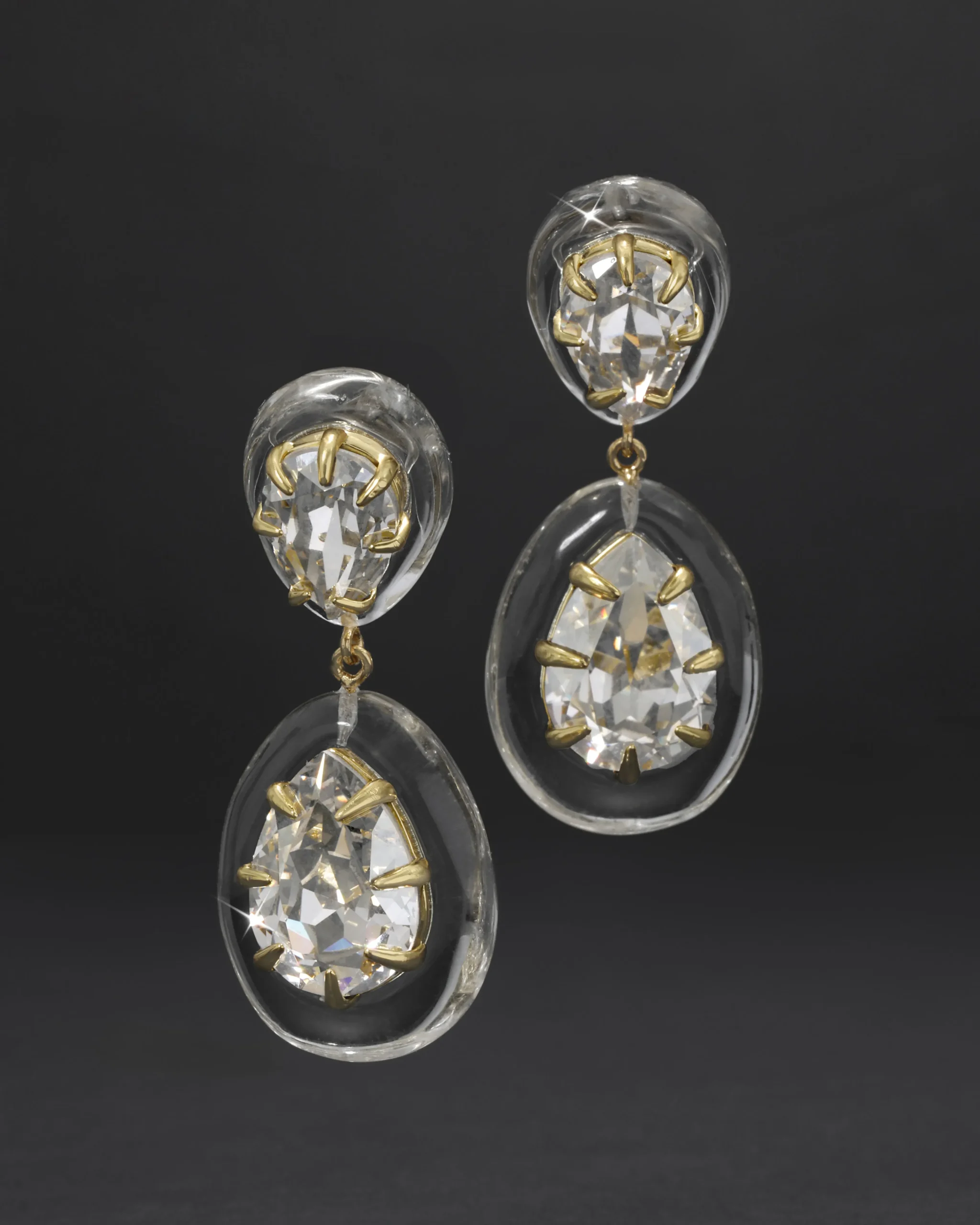 Bonbon Crystal Lucite Teardrop Post Earring- Clear