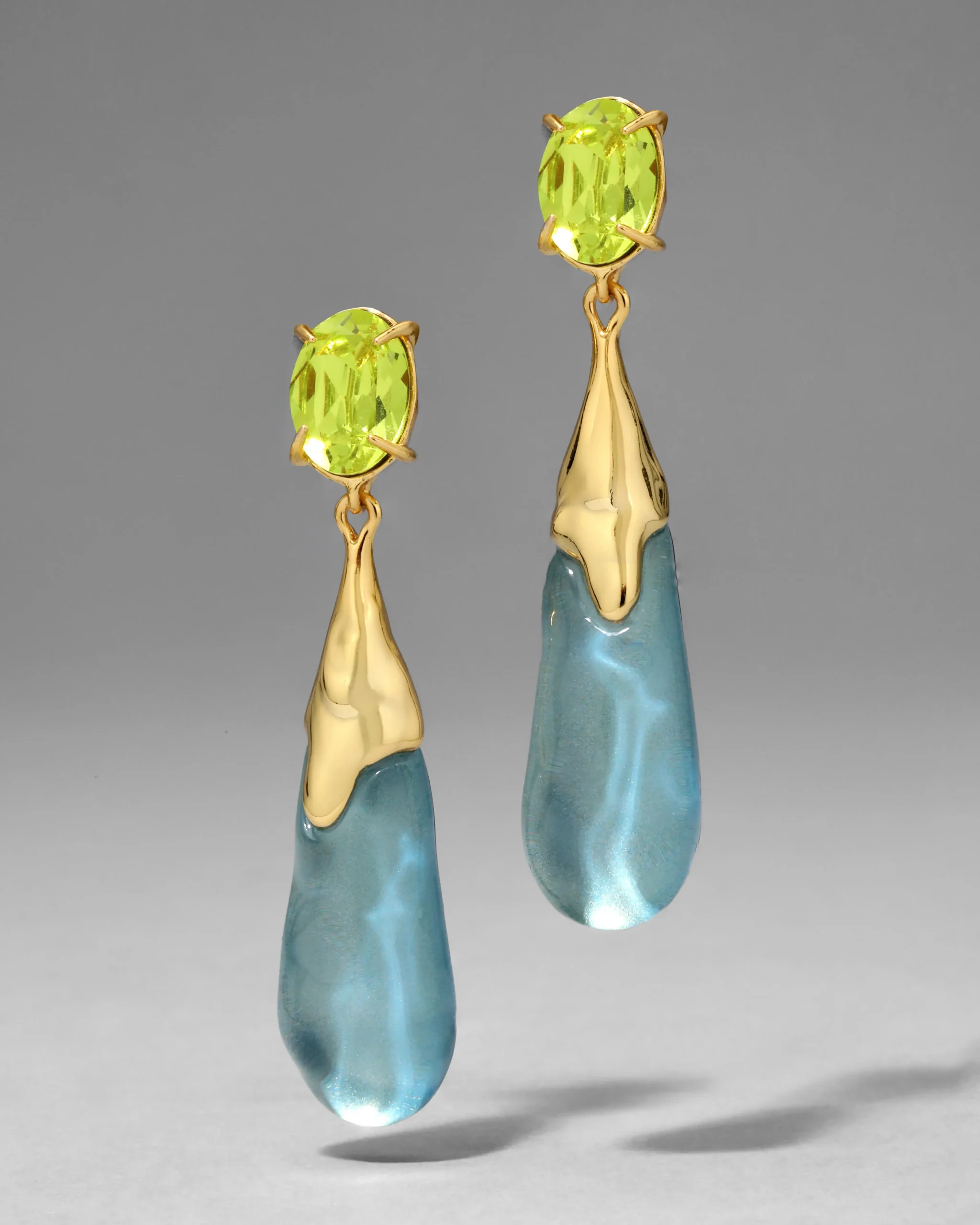 Bonbon Crystal Small Teardrop Earring- Metallic Sky