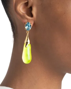 Bonbon Crystal Small Teardrop Earring- Fluorescent Yellow