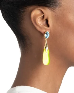 Bonbon Crystal Small Teardrop Earring- Fluorescent Yellow