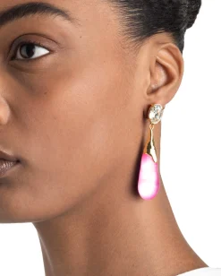 Bonbon Crystal Small Teardrop Earring- Neon Pink