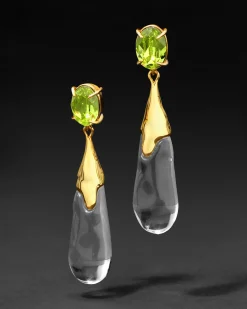Bonbon Crystal Small Teardrop Earring- Clear and Citrus