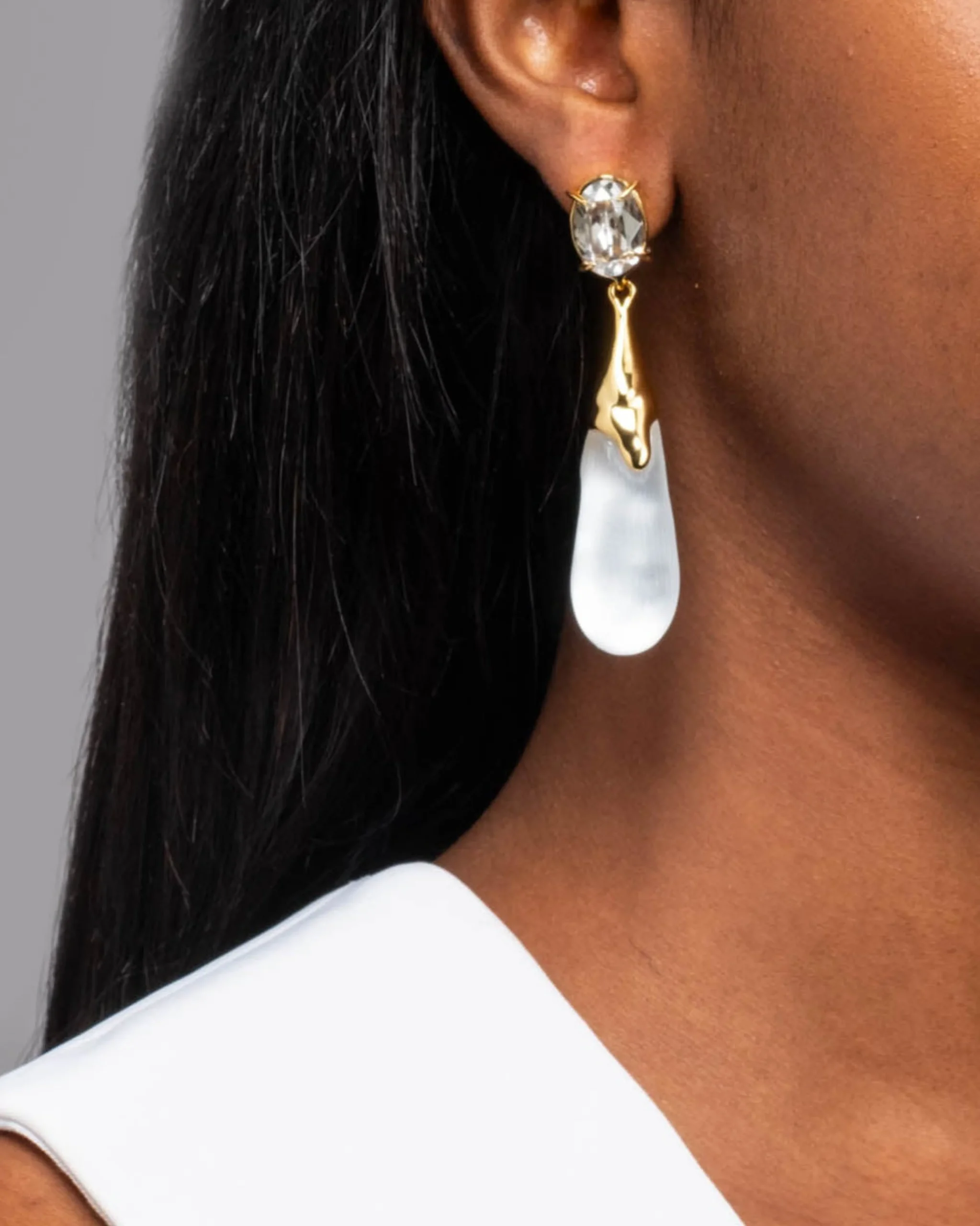 Bonbon Crystal Small Teardrop Earring- Silver