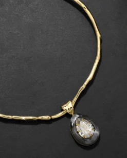 Bonbon Crystal Teardrop Lucite Collar Necklace- Clear