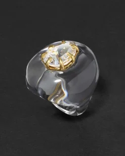Bonbon Crystal Teardrop Lucite Ring- Clear