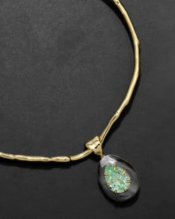Bonbon Crystal Teardrop Lucite Collar Necklace- Clear + Basil Crystal