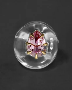 Bonbon Crystal Teardrop Lucite Ring- Clear + Petal Crystal