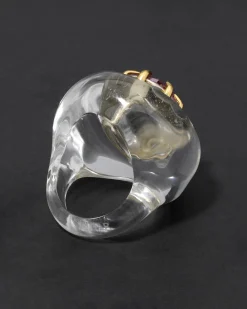 Bonbon Crystal Teardrop Lucite Ring- Clear + Petal Crystal