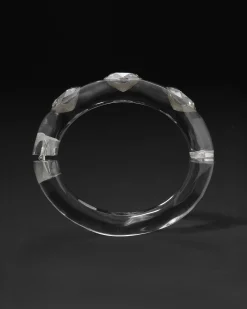Bonbon Large Crystal Studded Lucite Hinge Bracelet- Clear