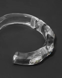 Bonbon Large Crystal Studded Lucite Hinge Bracelet- Clear