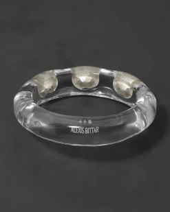 Bonbon Large Crystal Studded Lucite Hinge Bracelet- Clear + Basil Crystal