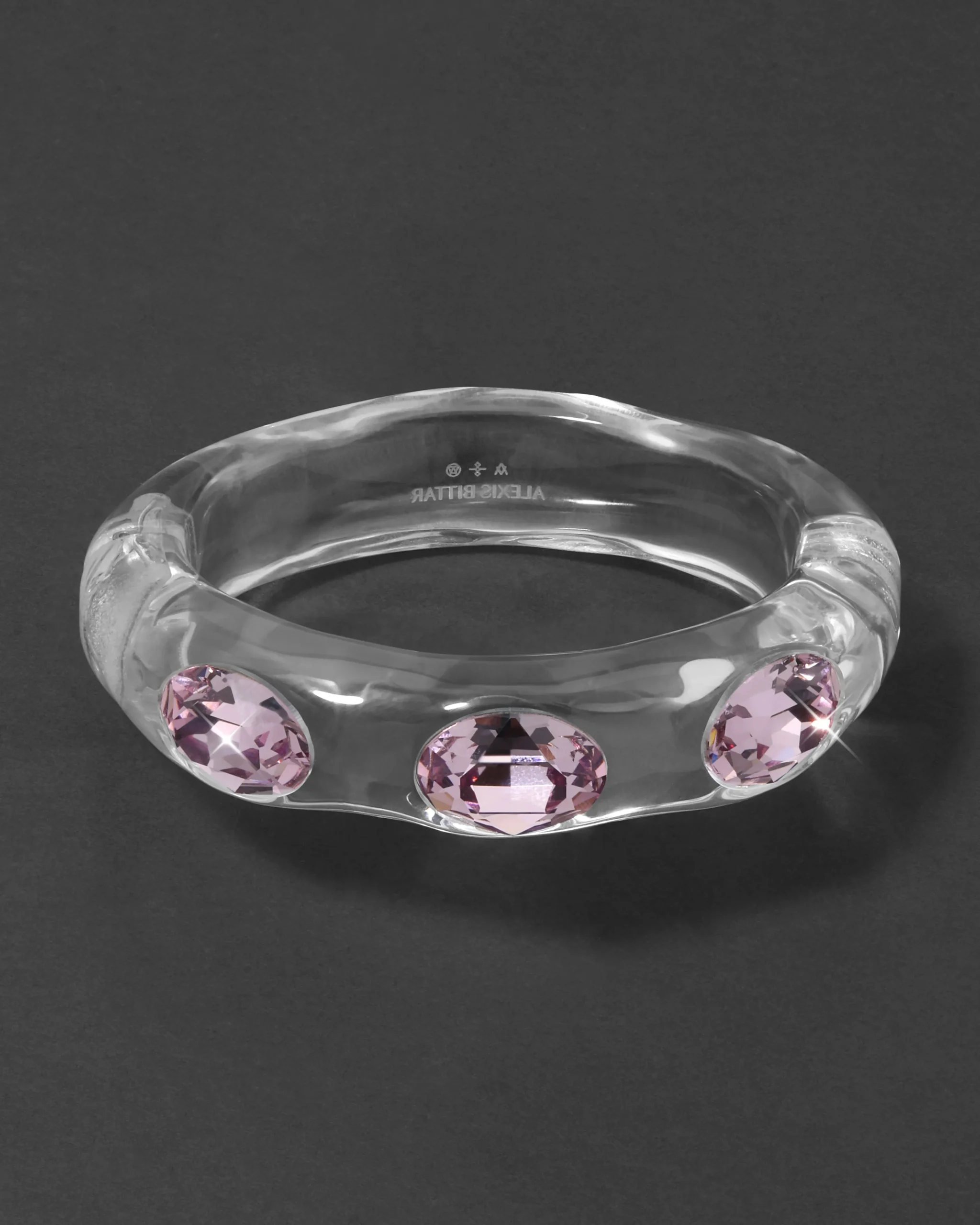 Bonbon Large Crystal Studded Lucite Hinge Bracelet- Clear + Petal Crystal