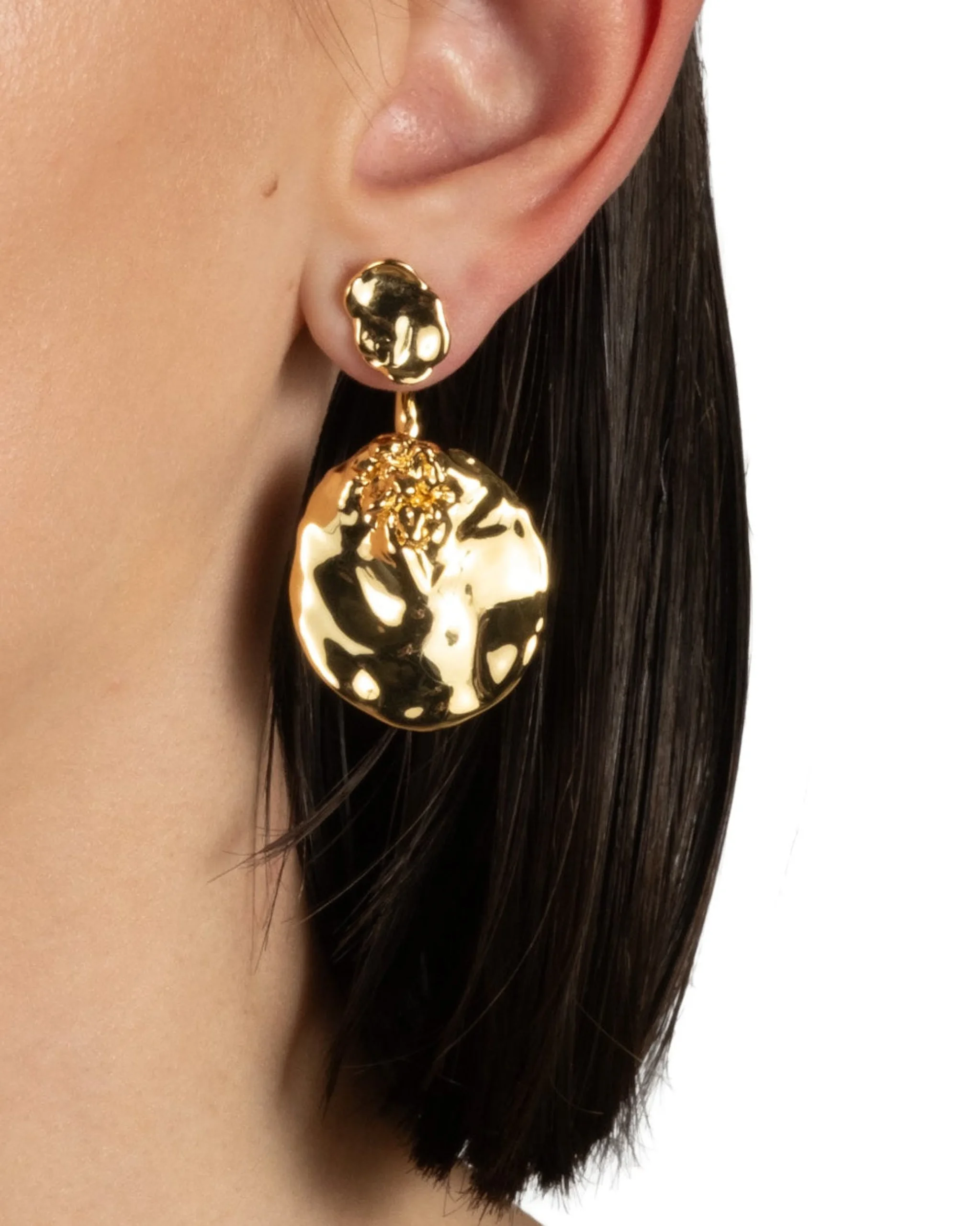 Brut Gold Coin Front Back Earring
