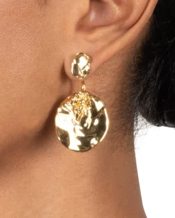 Brut Gold Coin Front Back Earring