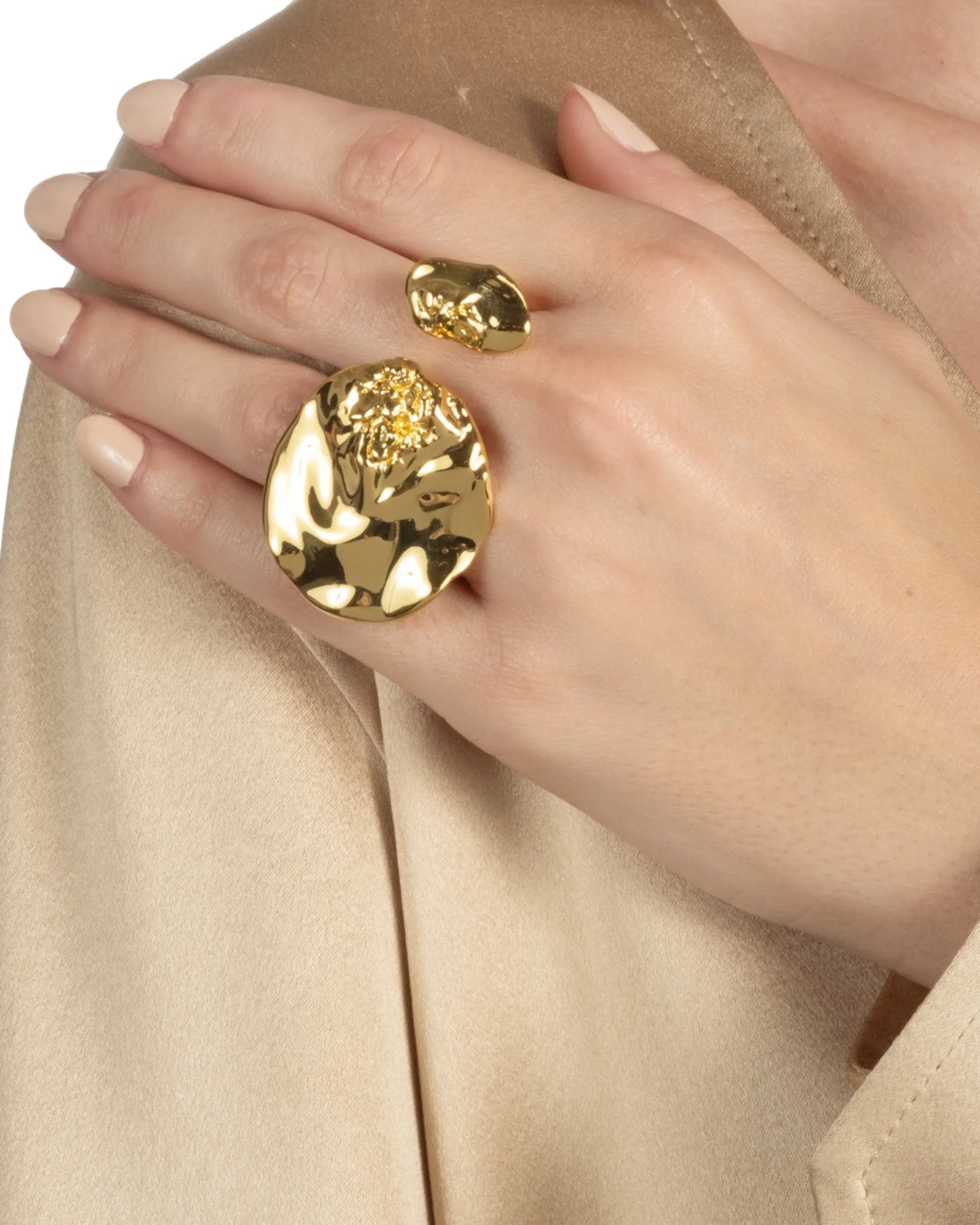 Brut Gold Double Disc Ring
