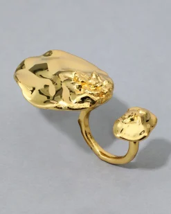 Brut Gold Double Disc Ring