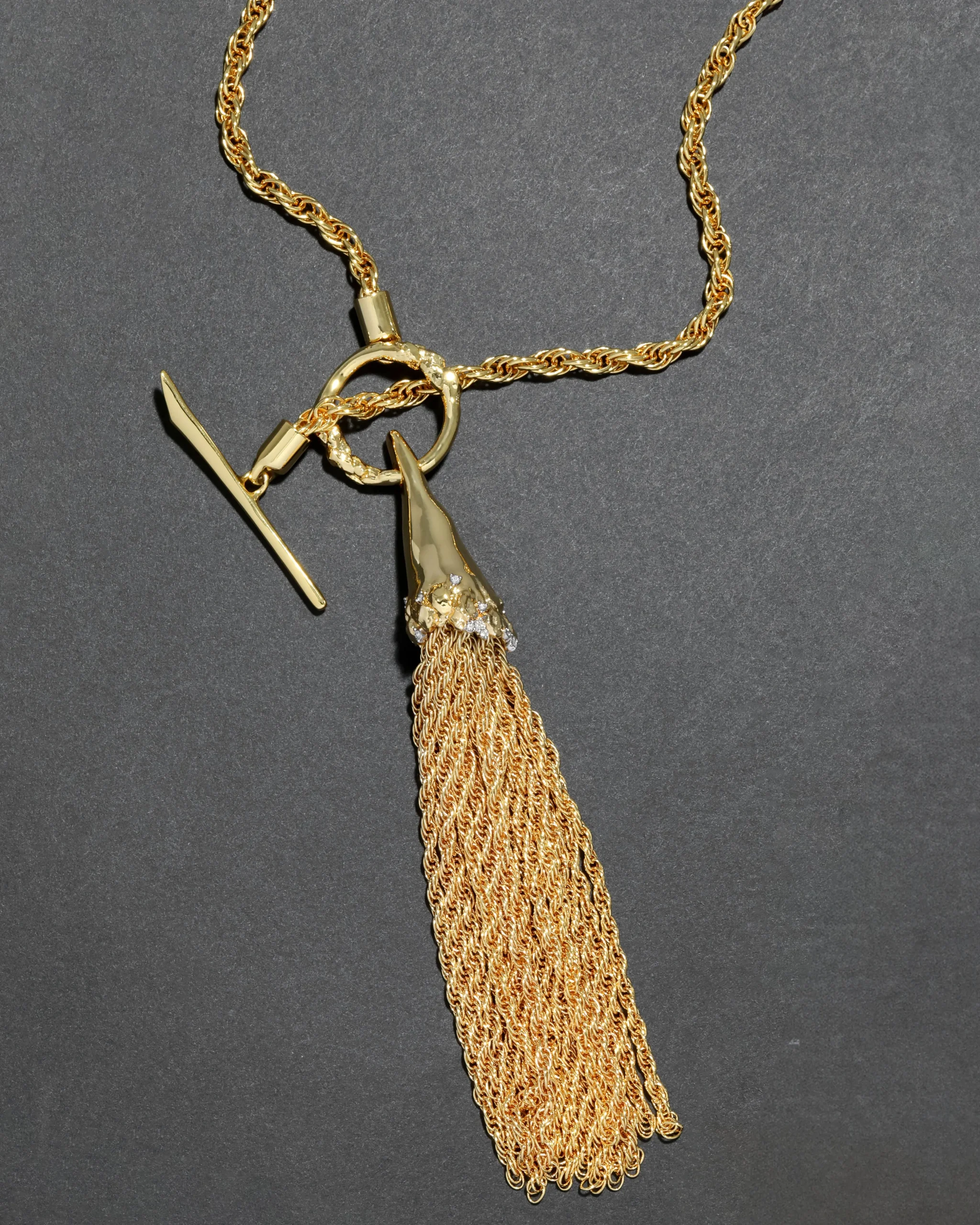 Brut Gold Long Tassel Necklace