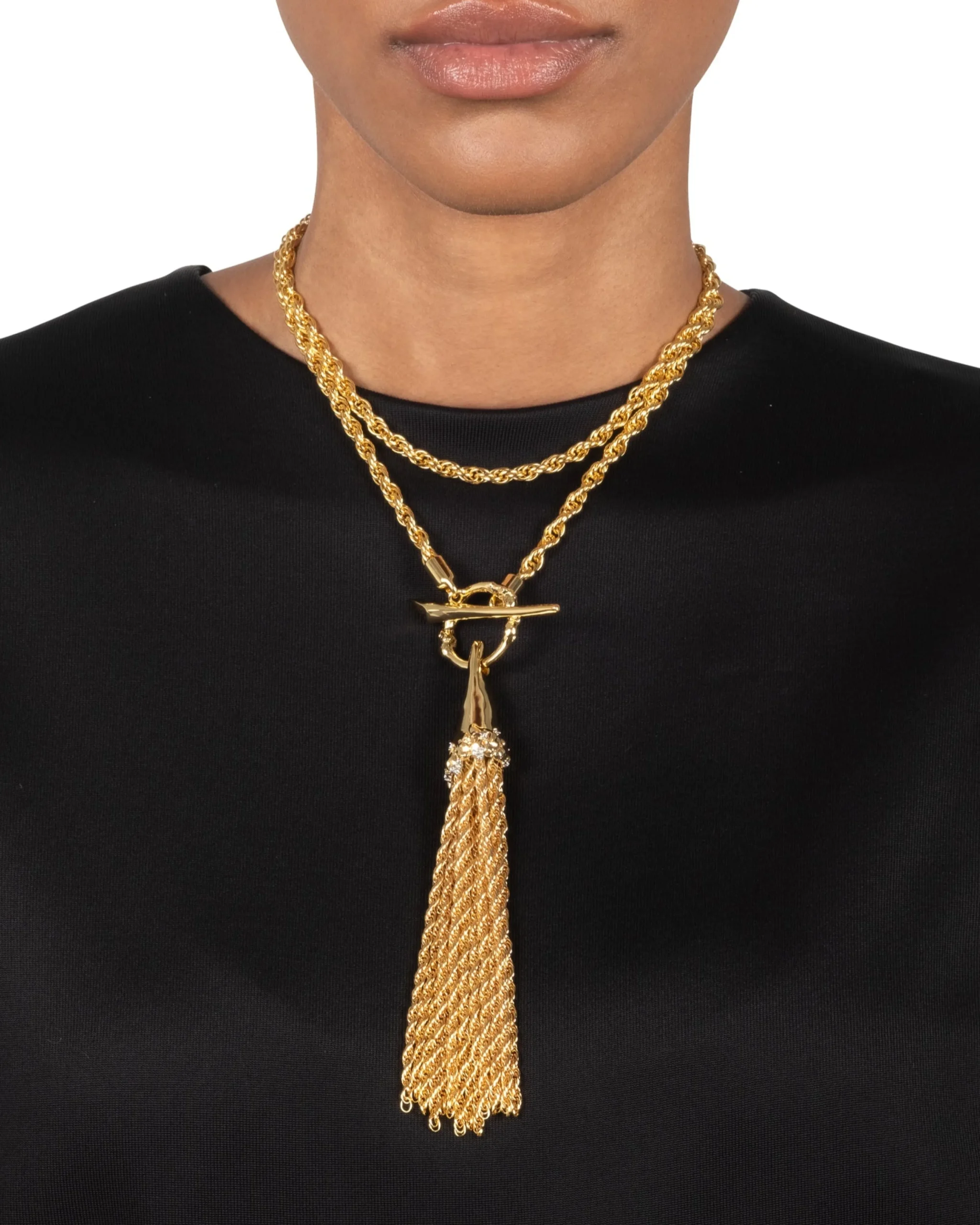 Brut Gold Long Tassel Necklace