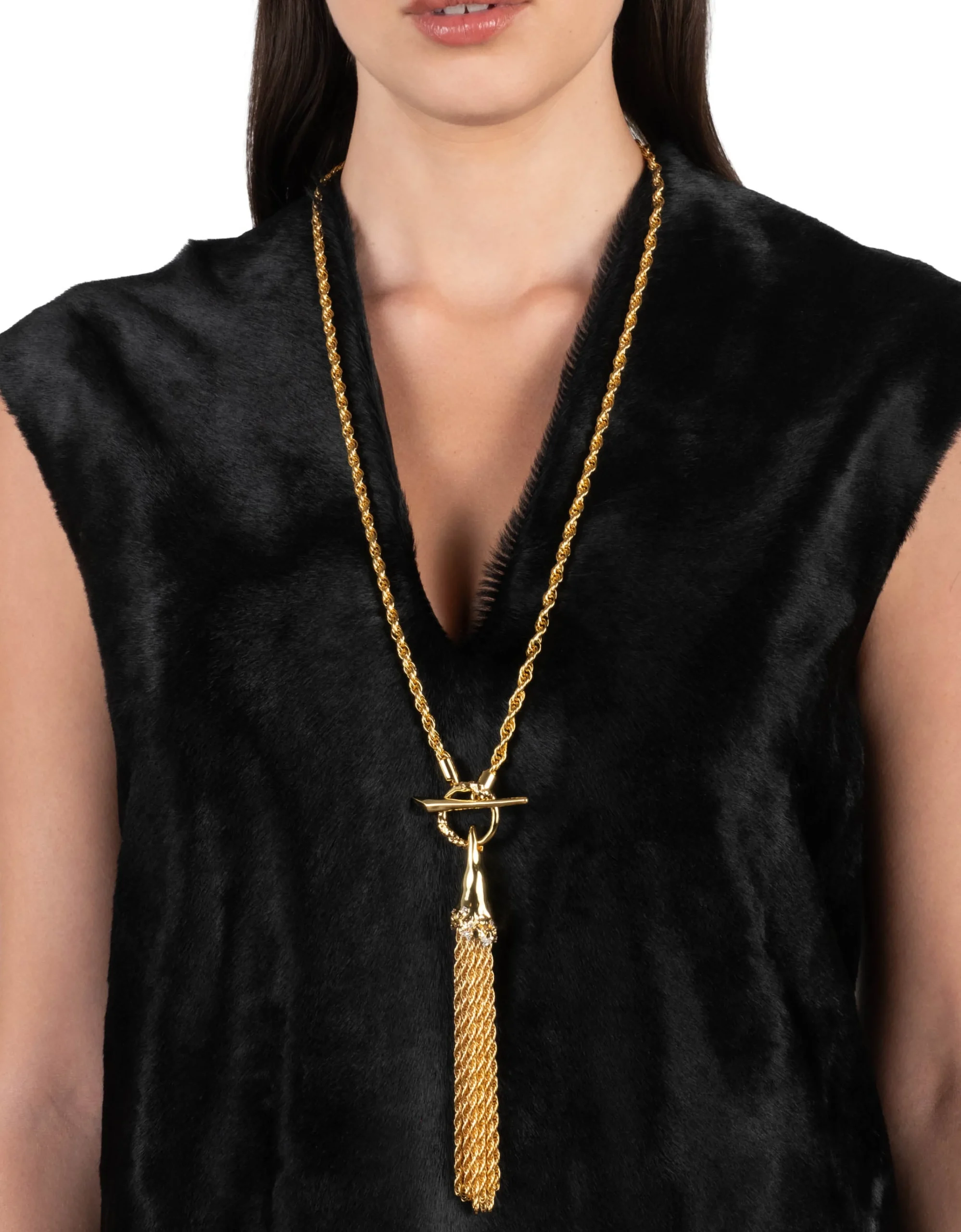 Brut Gold Long Tassel Necklace
