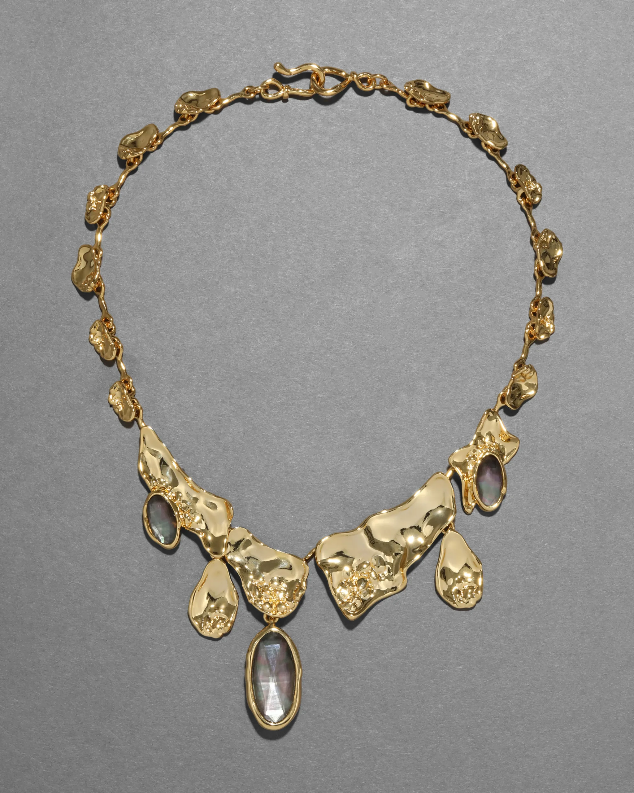 Brut Gold Reef Bib Necklace- Black Mother of Pearl