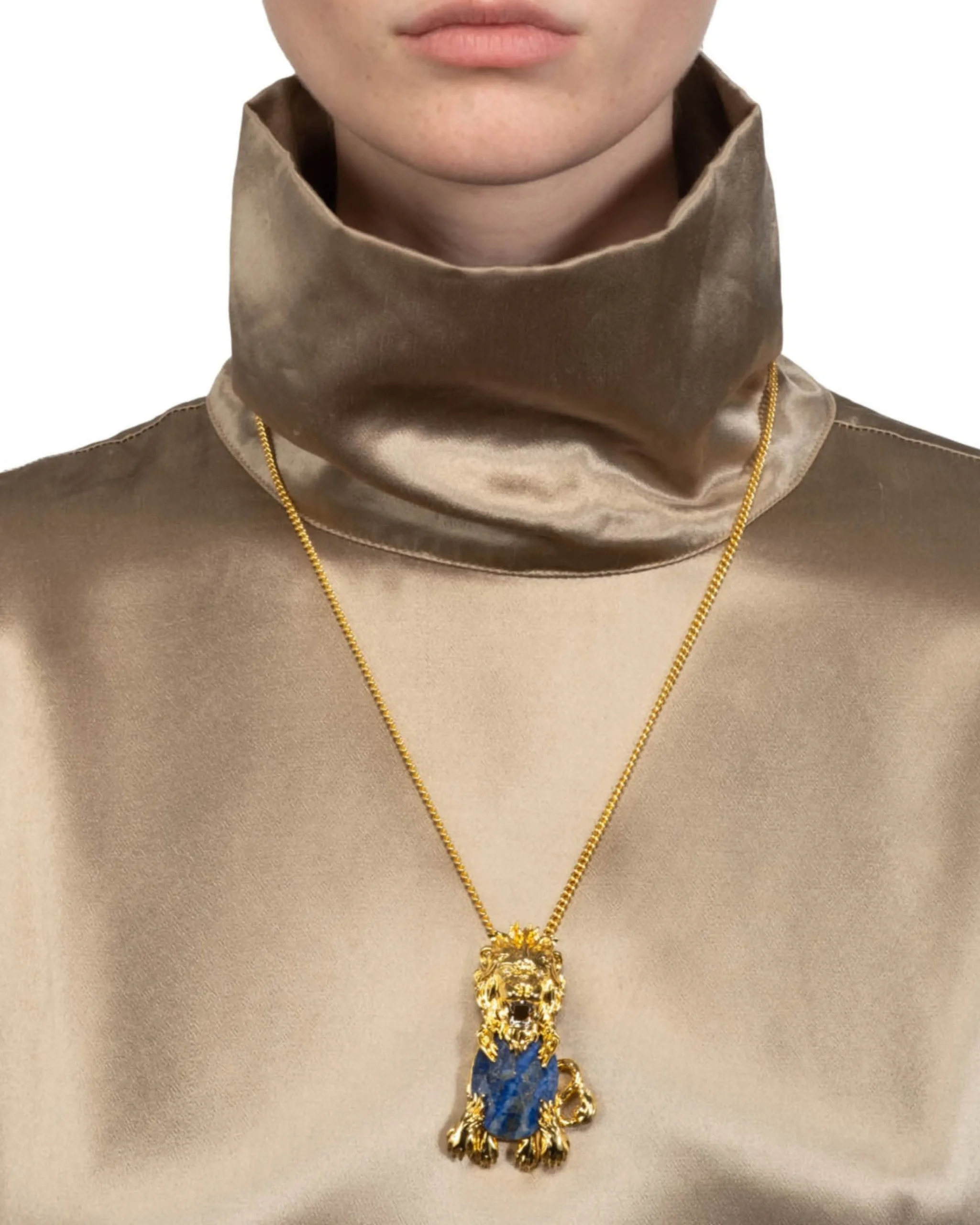Brut Lion Lapis Necklace