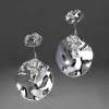 Brut Silver Coin Front Back Earring