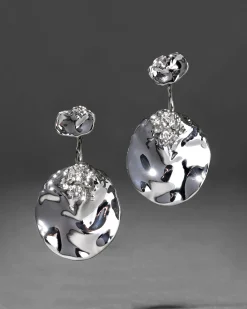 Brut Silver Coin Front Back Earring