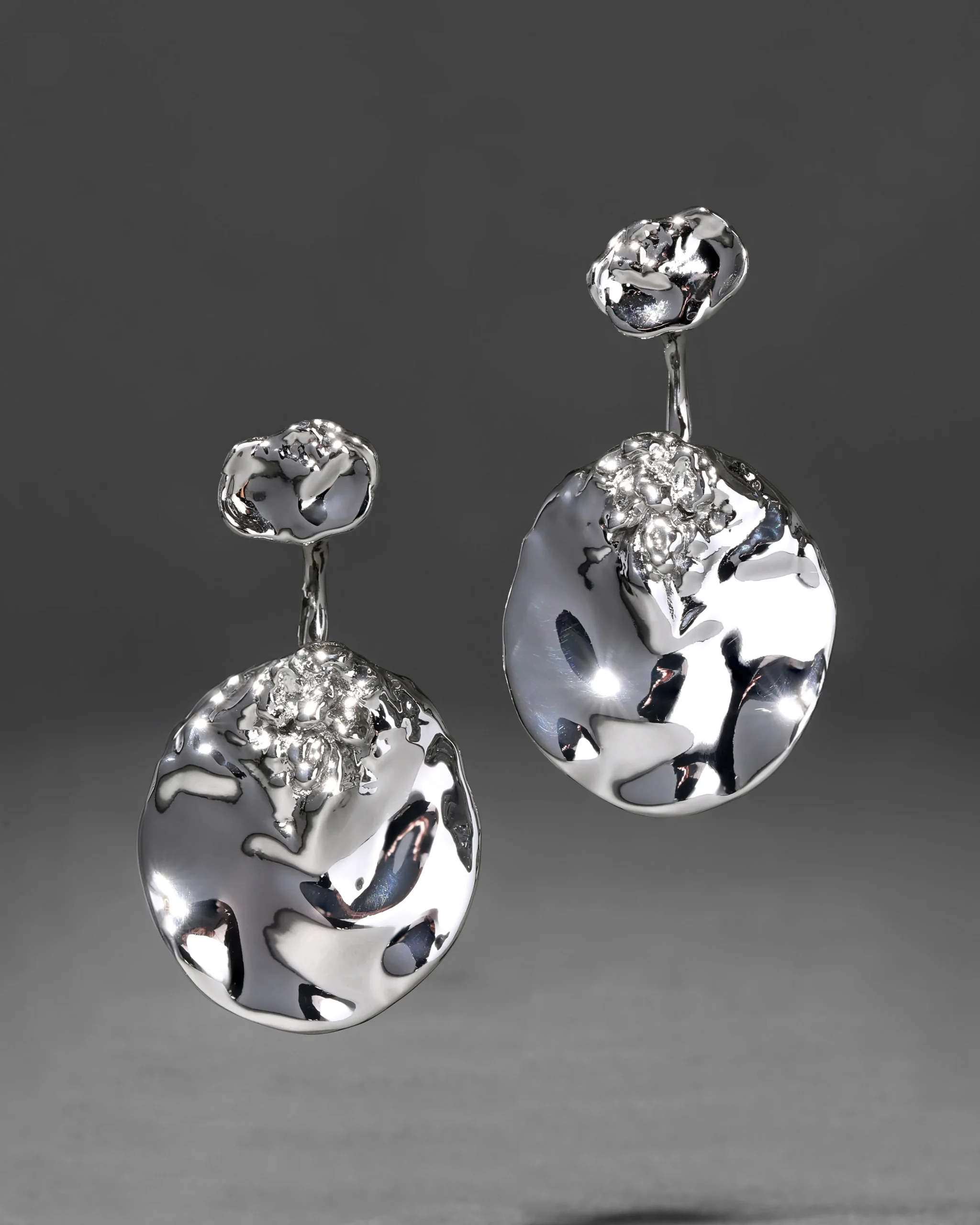 Brut Silver Coin Front Back Earring