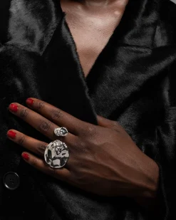 Brut Silver Double Disc Ring