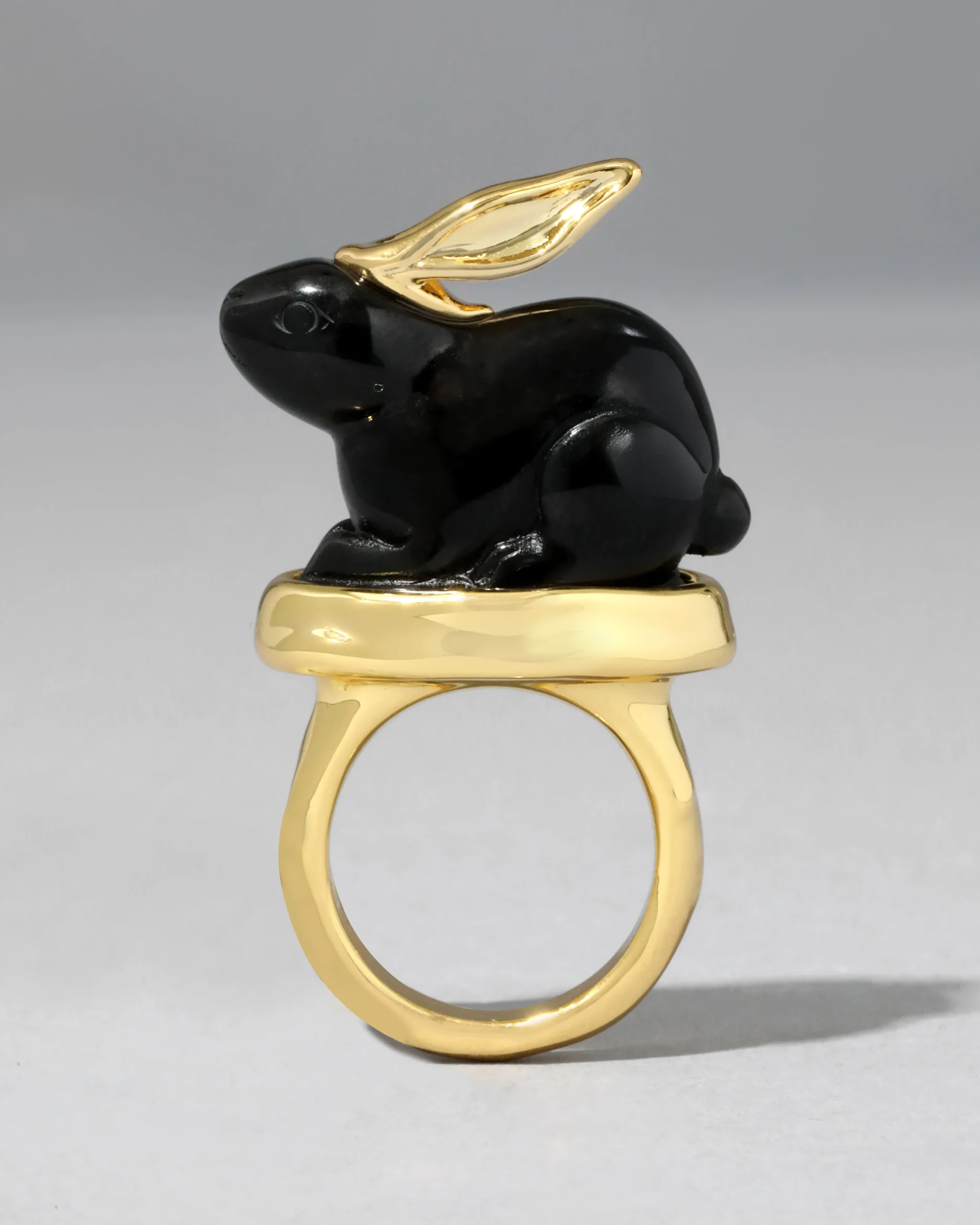 Bunny Obsidian Ring